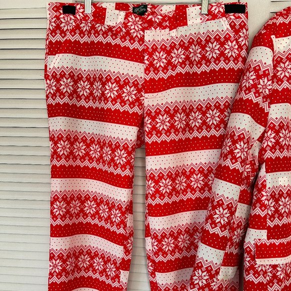 Mens LIFE OF THE PARTY Sz XL Red & White Christmas Jacket and Pants Suit FUN - Picture 6 of 13